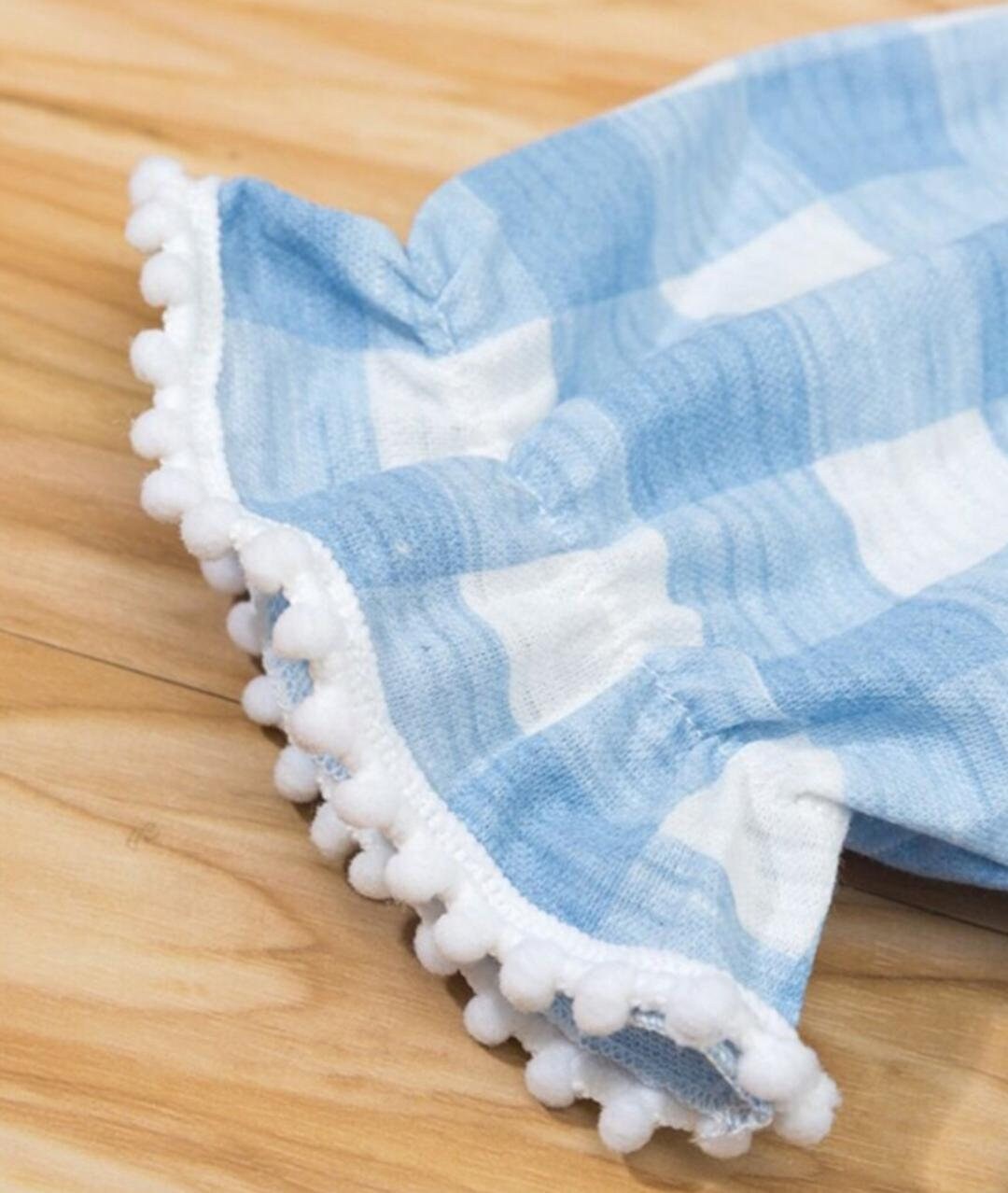 Blue Plaid Bubble Romper Summer /Spring
