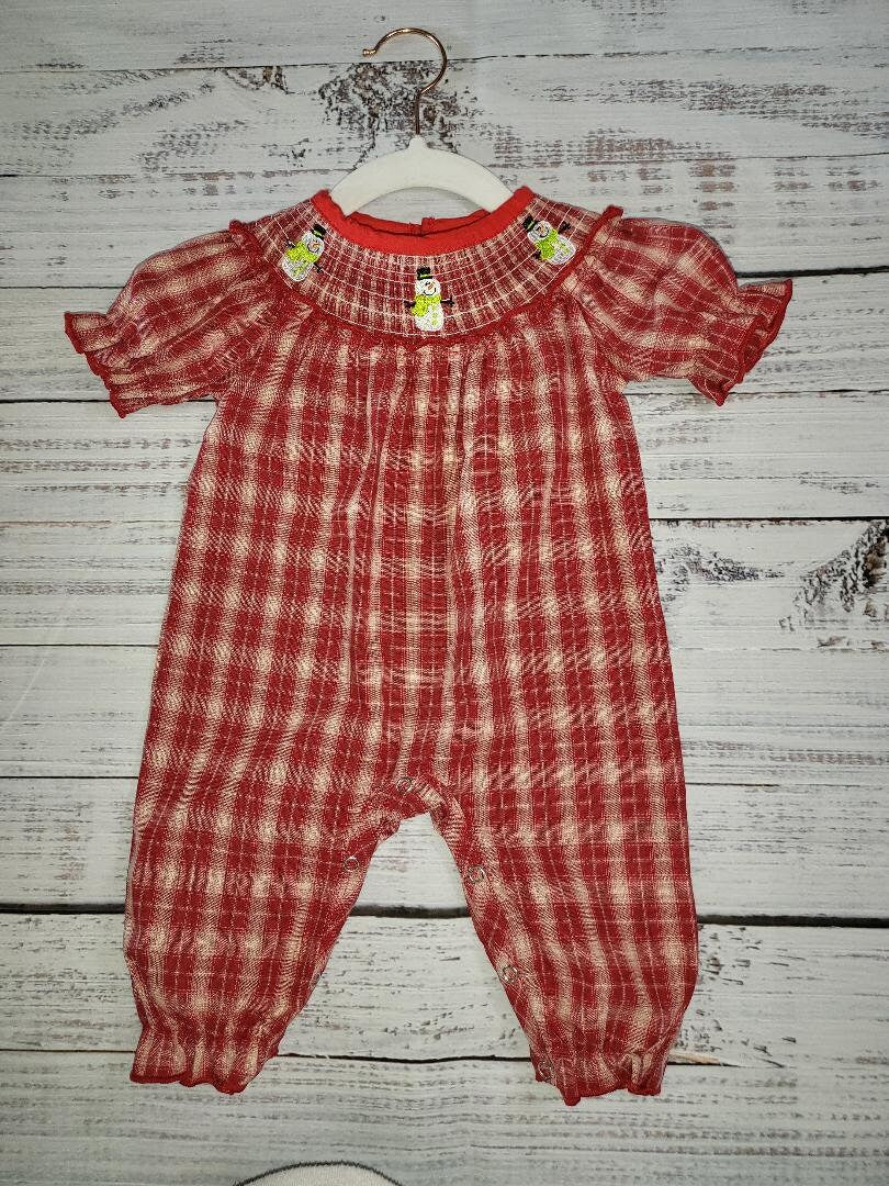 Snowman Smocked Romper
