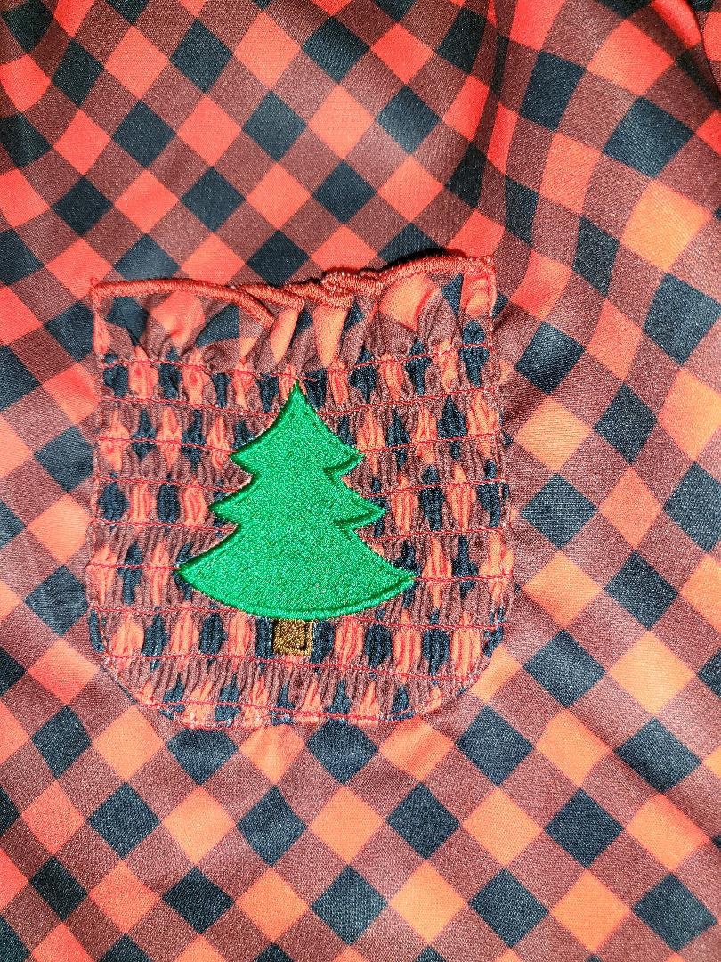 Christmas Tree Smocked Plaid Dress