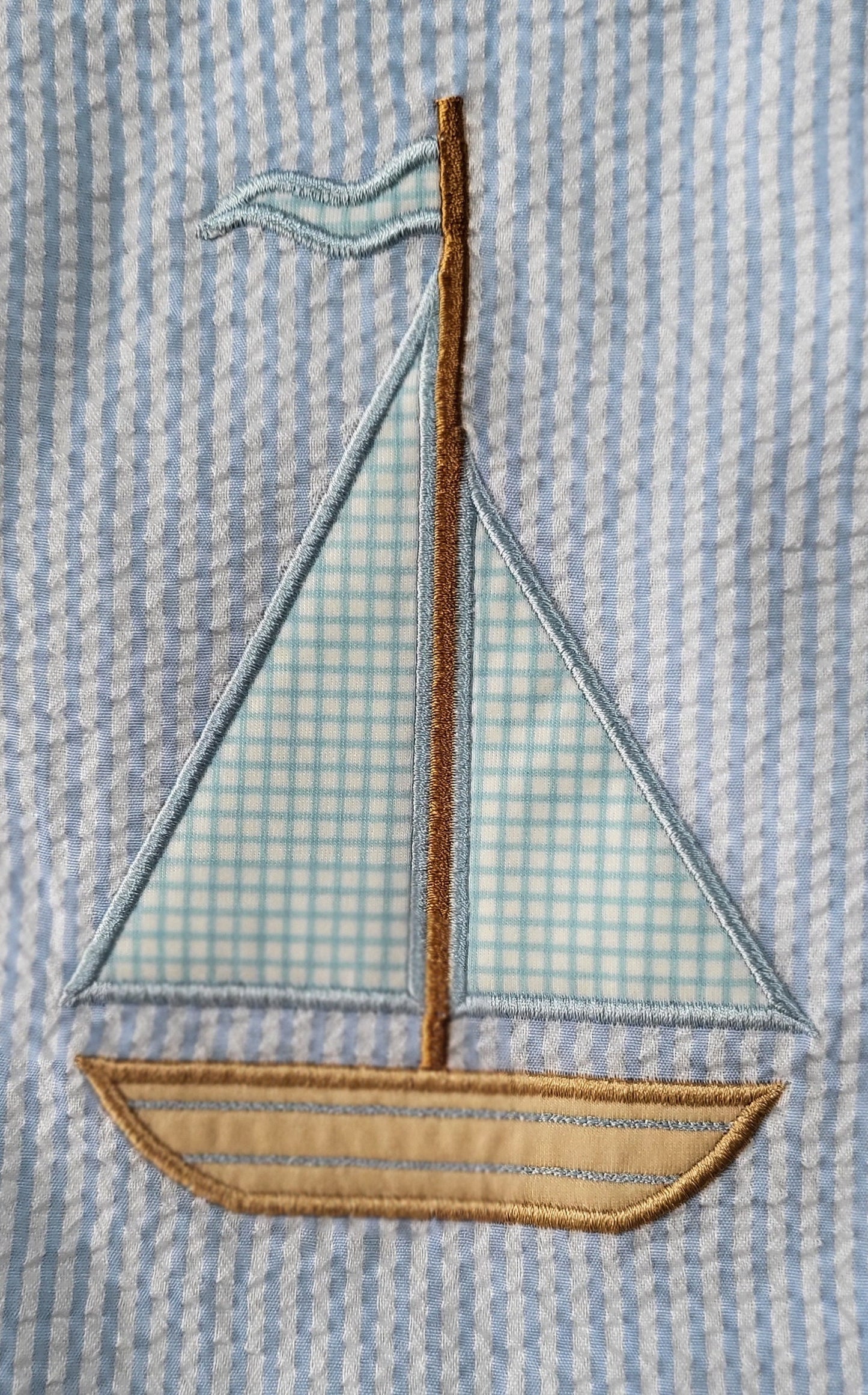 Baby Boy Sailboat JonJon Romper | Nautical Striped Outfit | Boutique Baby Gift