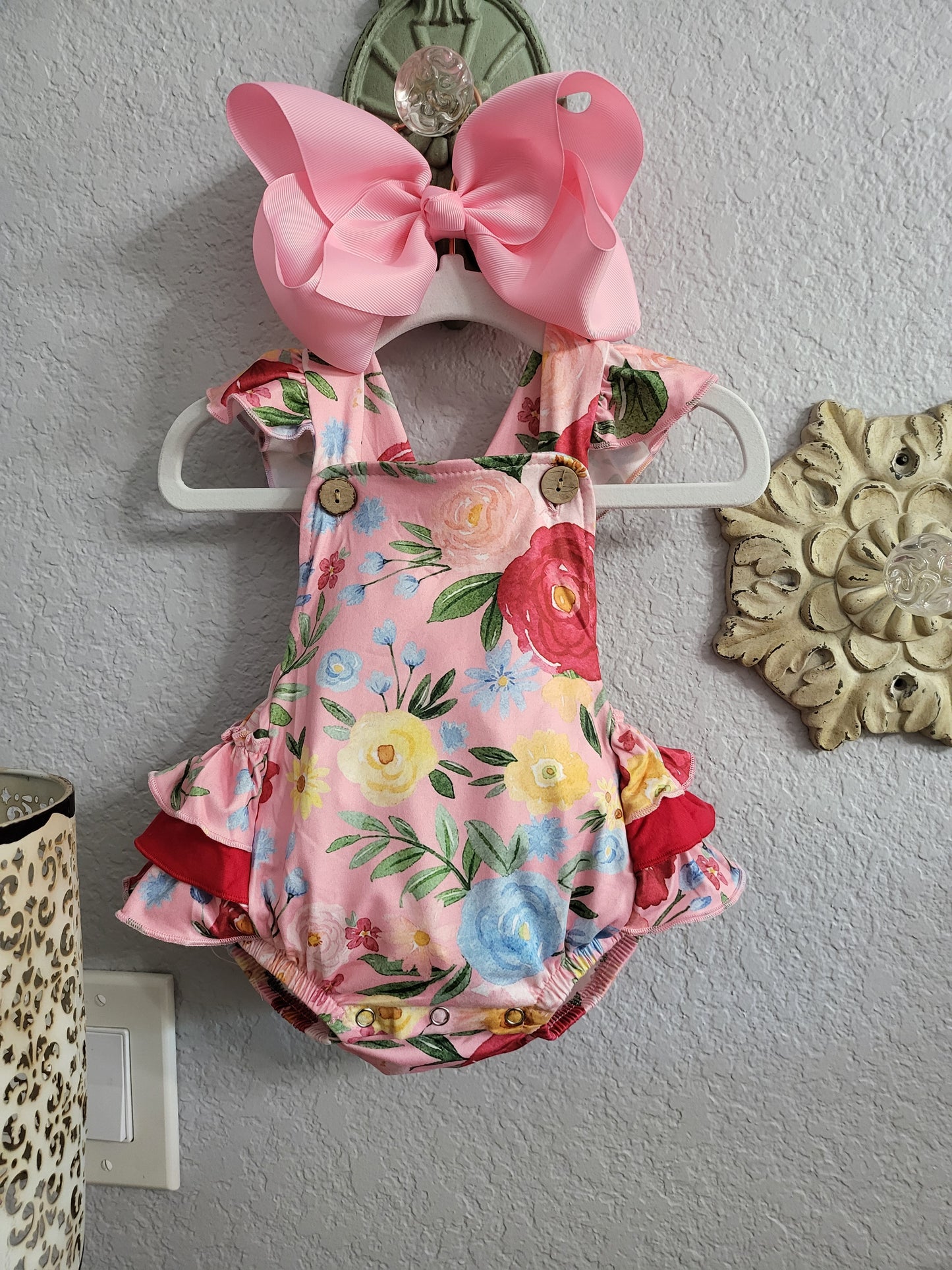 Pink Floral Bubble Romper