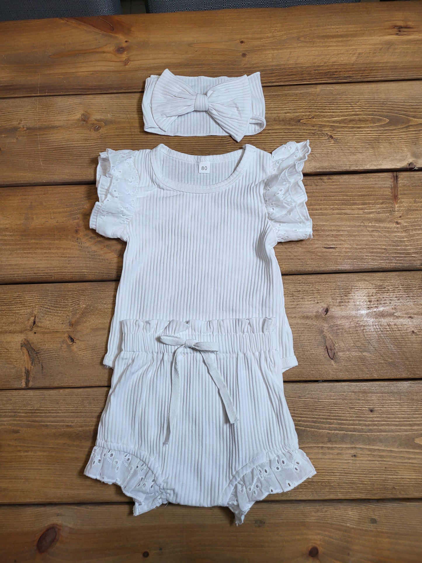 Lace Trimmed Ribbed 3 piece set
