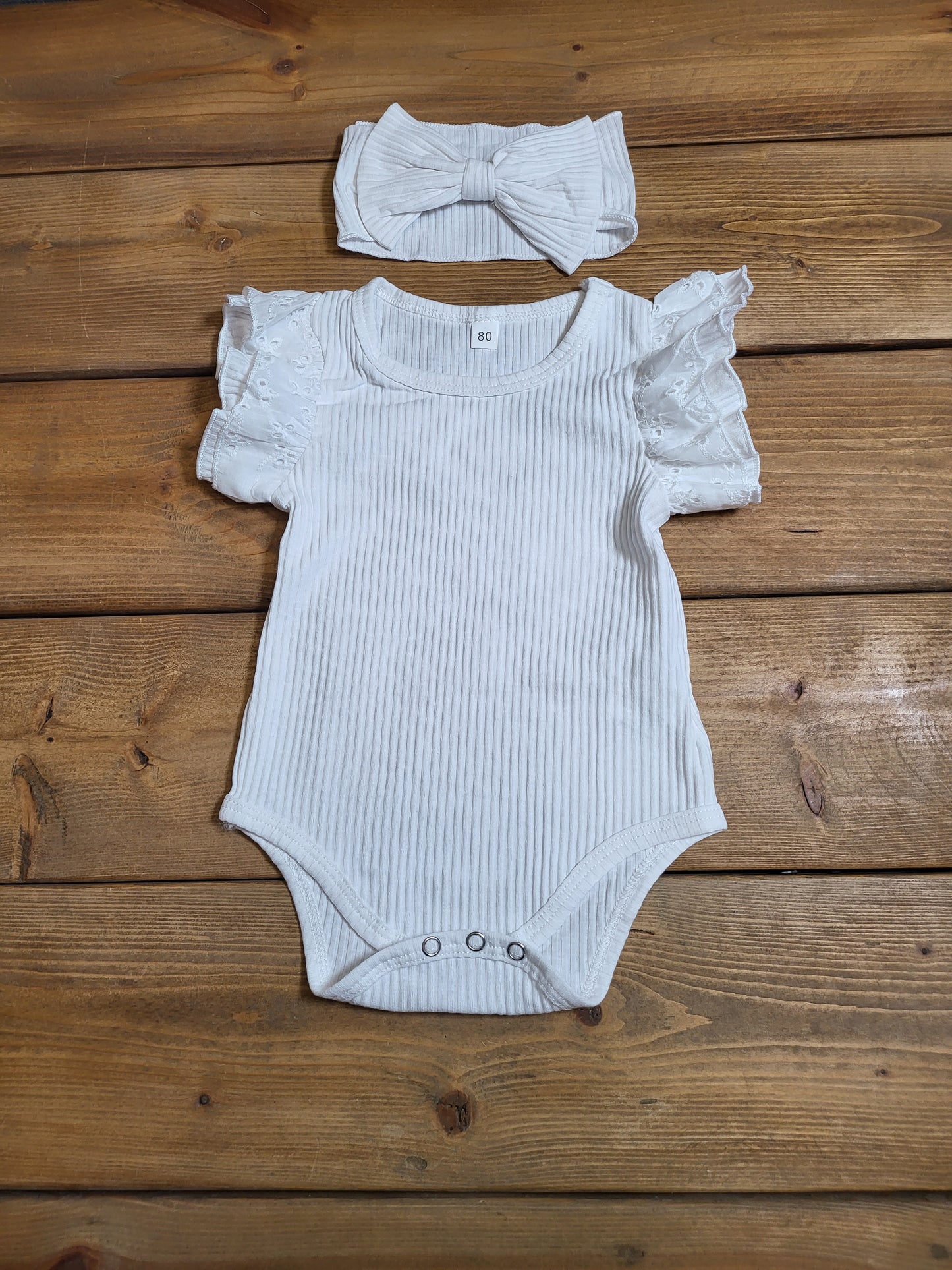 Lace Trimmed Ribbed 3 piece set