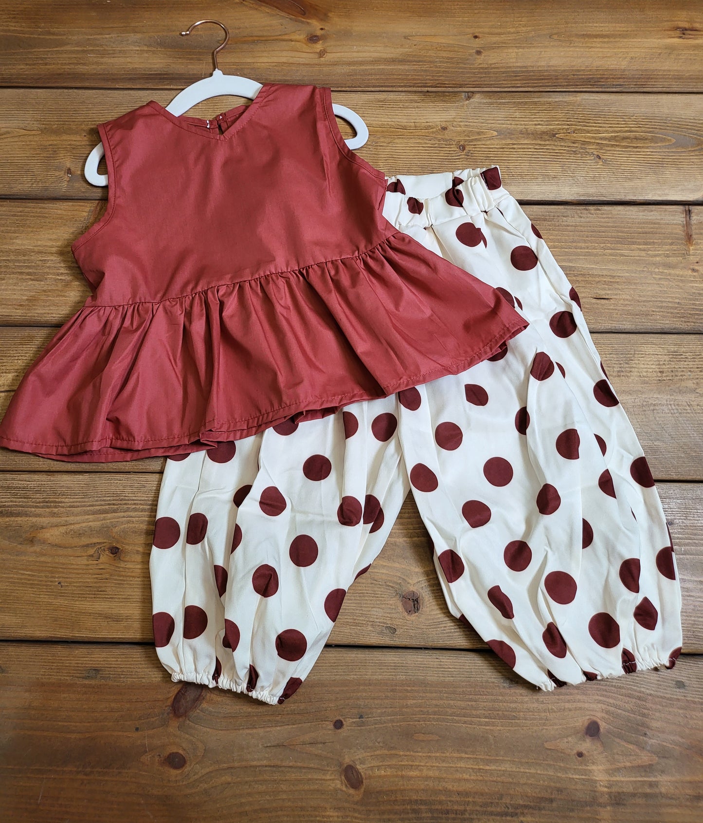 Sleeveless Shirt and Polka Dot Pants 2 piece set