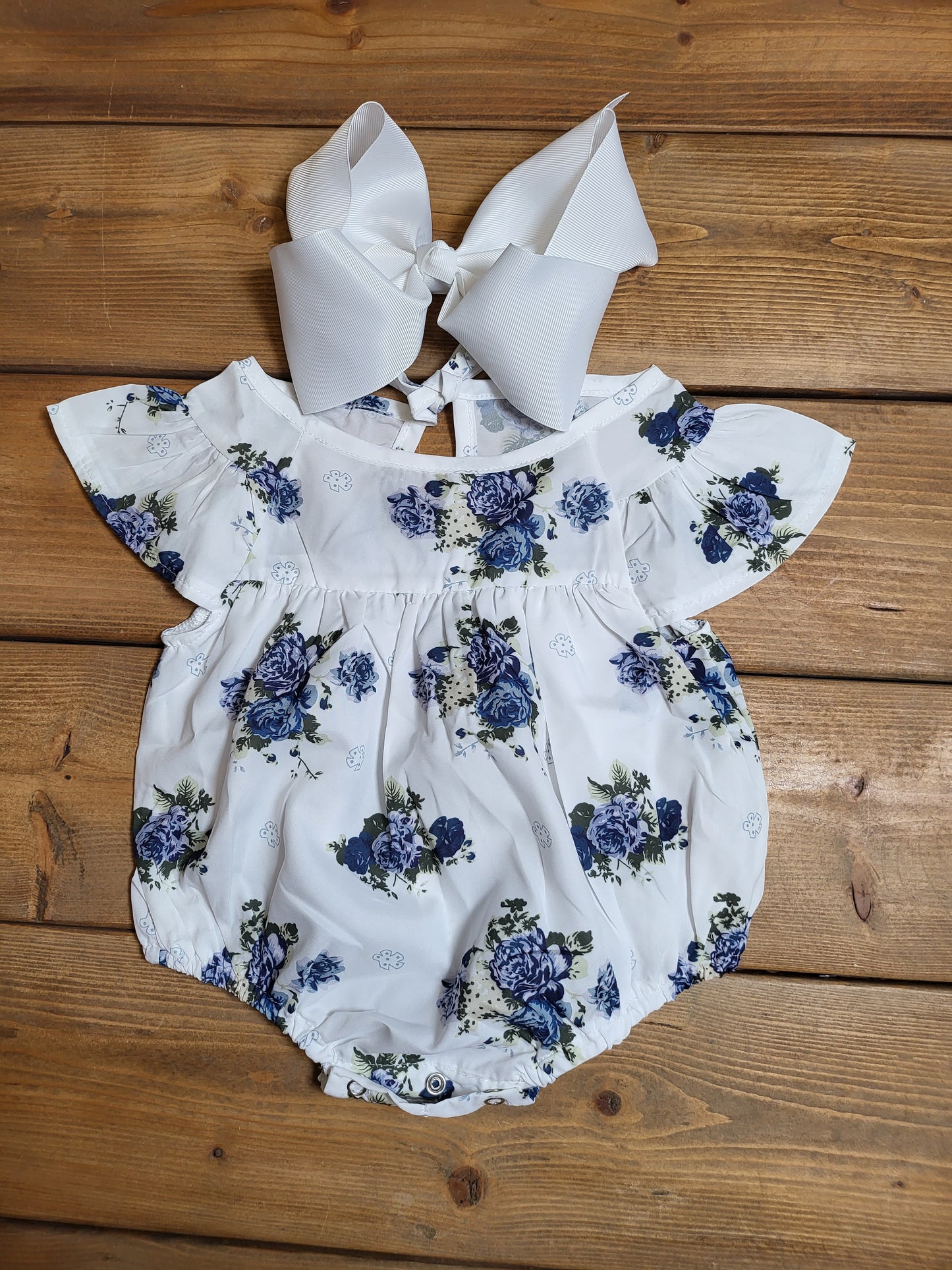 Summer Blue Floral Romper