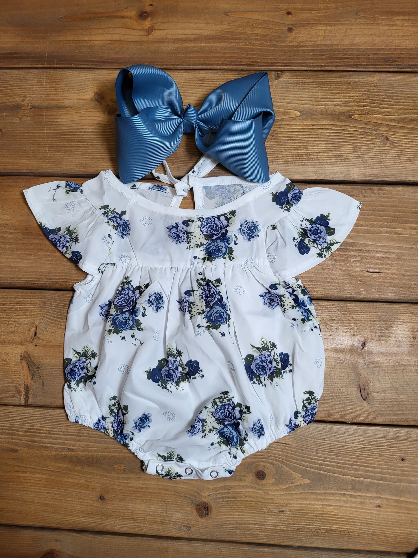 Summer Blue Floral Romper