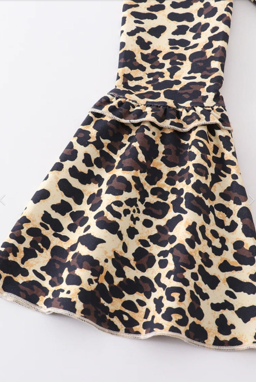 Leopard Bell-bottom Pants