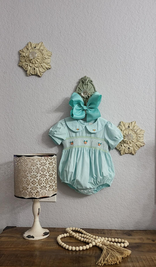 Embroidered Smocked Romper