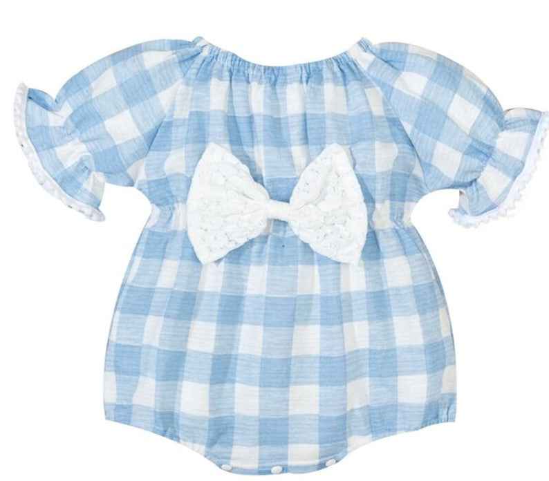 Blue Plaid Bubble Romper