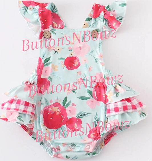 Mint Floral Romper