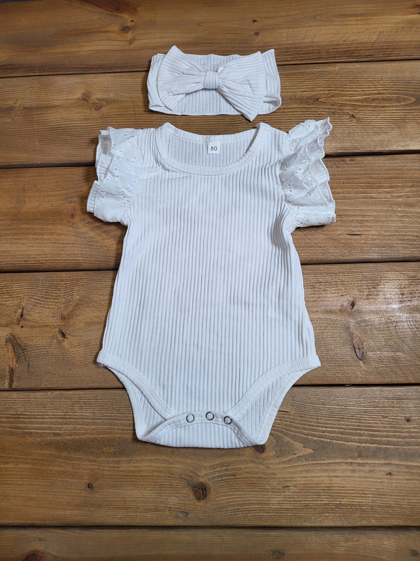 Lace Trimmed Ribbed 3 Piece Set