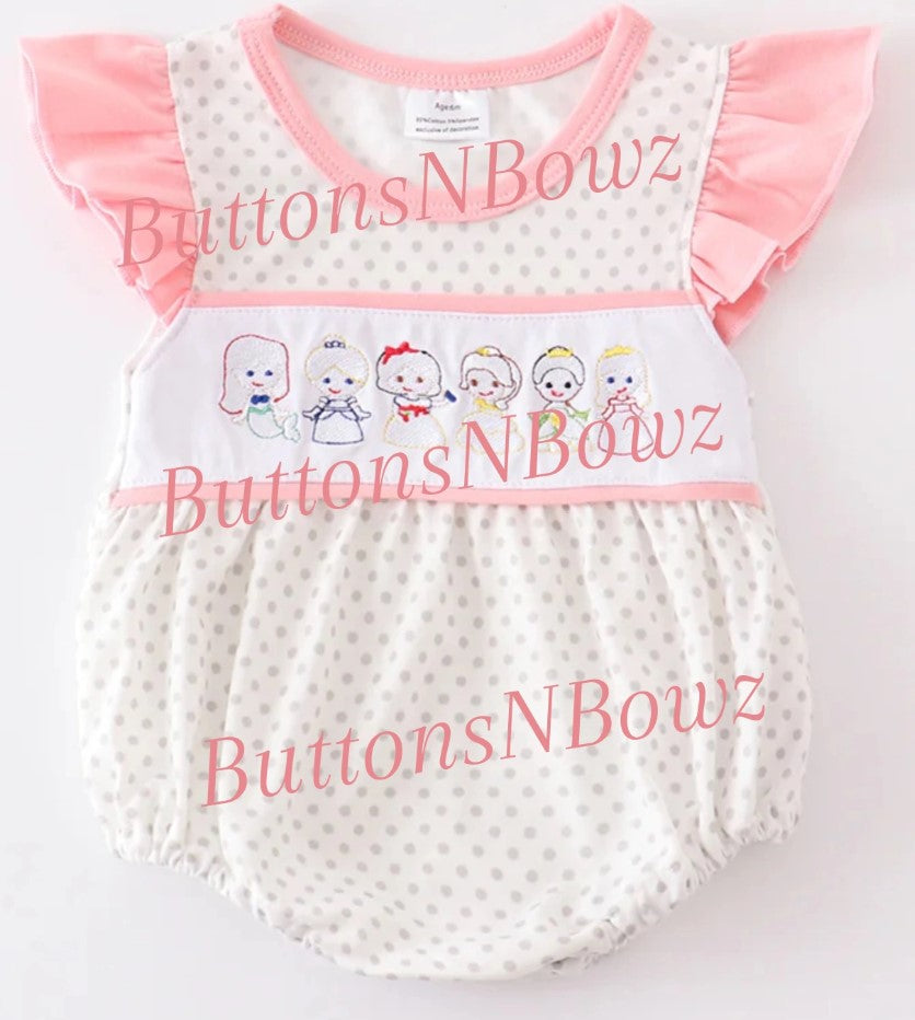 Princess Embroidered  Bubble Romper