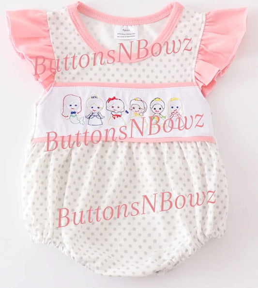 Princess Embroidered  Bubble Romper