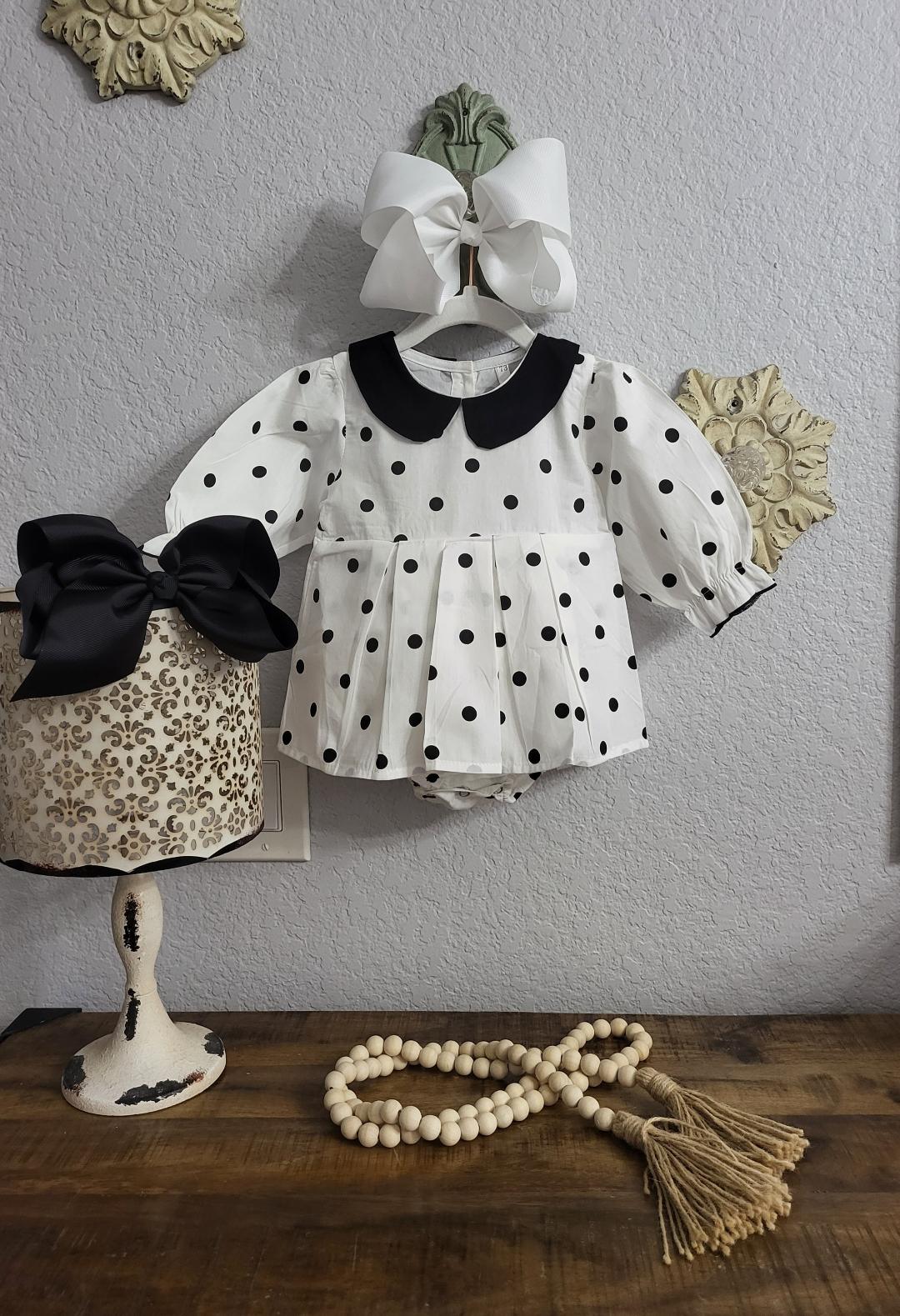 Polka Dot Bubble Sleeve Romper