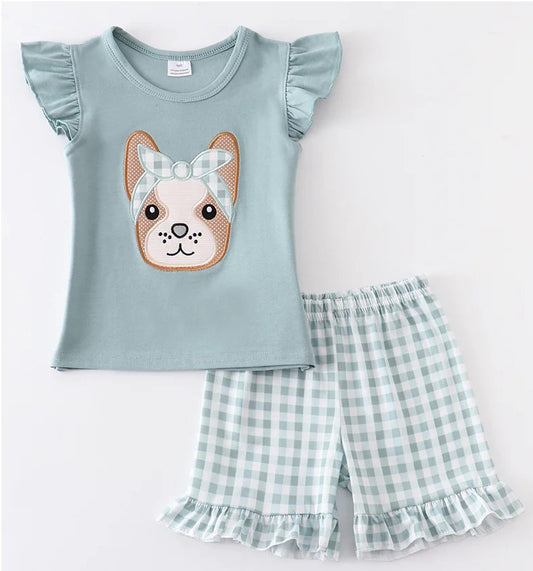 Smocked Frenchie/Boston Ruffle Short Set