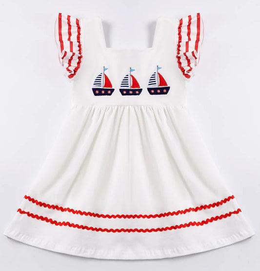 Nautical Ruffled Dress