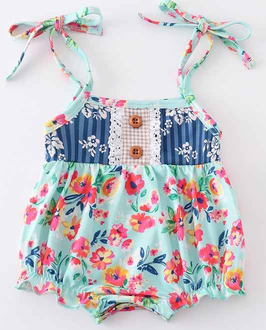 Vintage Floral Strap Bubble Romper